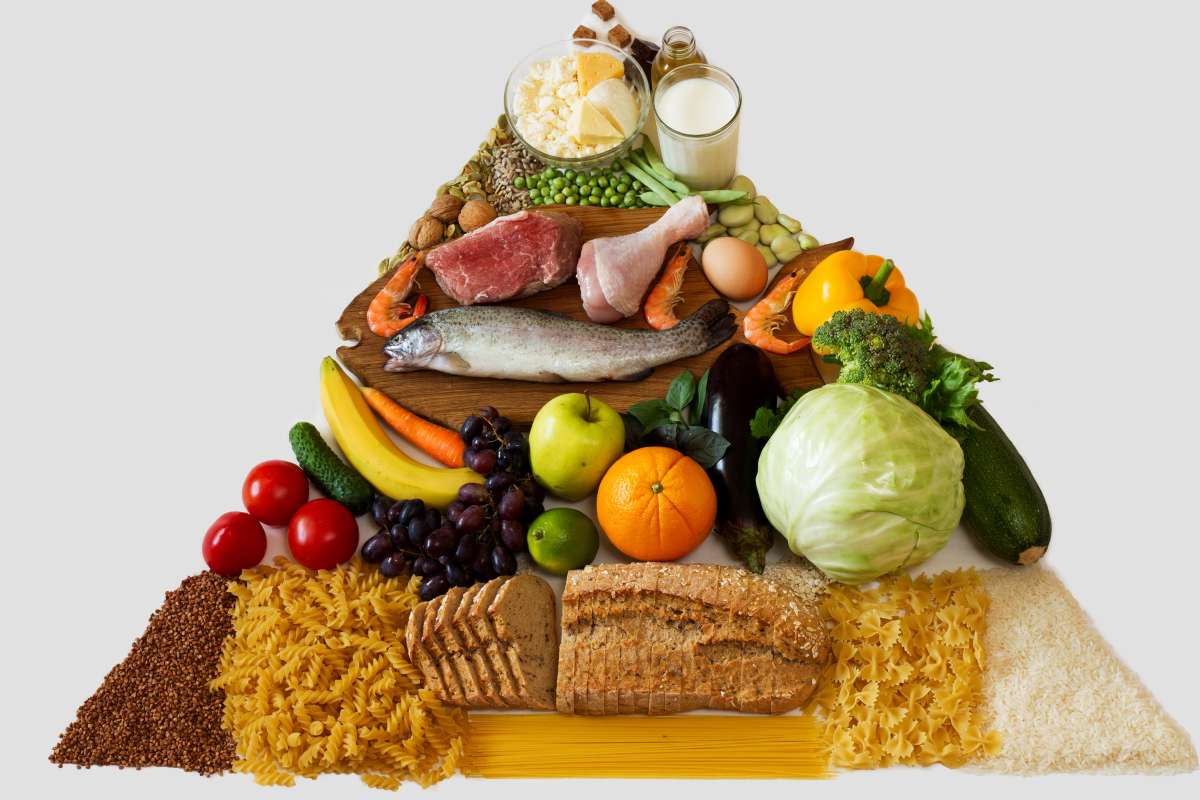 Pirâmide alimentar - divisão dos alimentos, grupos alimentares e a saúde